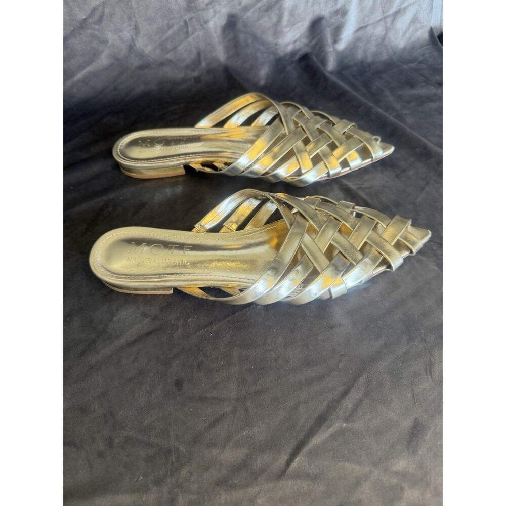 MOTF Silver Woven Slide Sandals Slip On Strappy Women US 10 EU 41